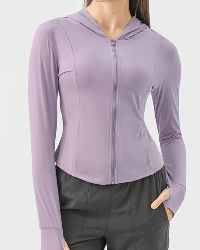 Millennia Pocketed Zip Up Hooded Long Sleeve Active Outerwear