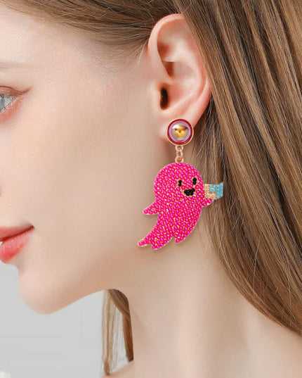 Ghost Shape Synthetic Pearl Dangle Earrings
