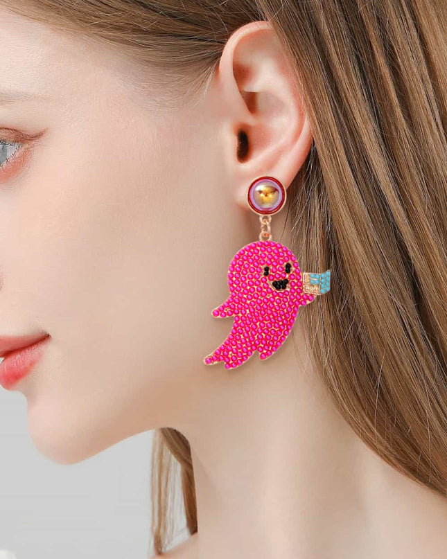 Ghost Shape Synthetic Pearl Dangle Earrings