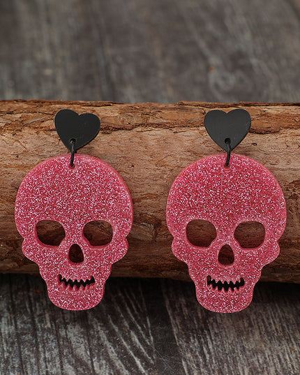 Acrylic Skeleton & Heart Earrings