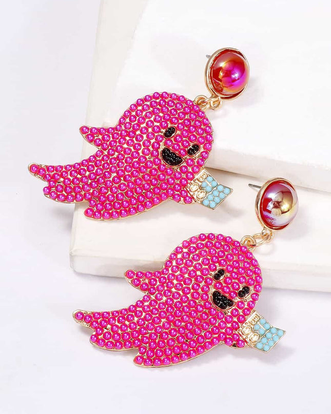 Ghost Shape Synthetic Pearl Dangle Earrings
