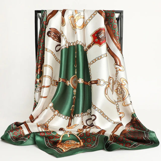 Green Luxury Silk Printed Scarf/Hijab