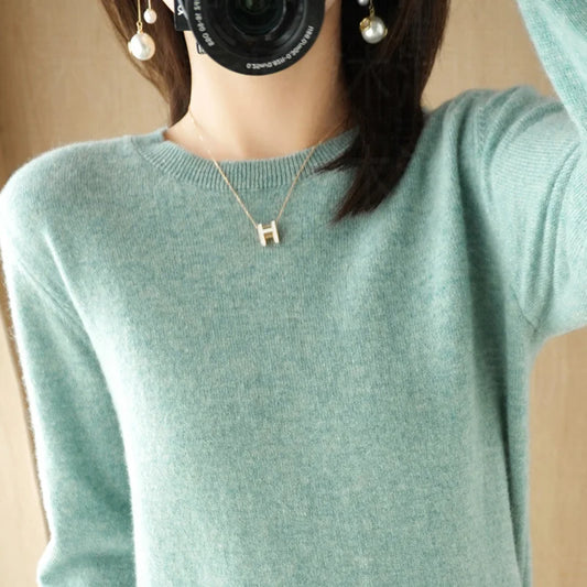 Autumn And Winter Cashmere Sweater Women's Crew Neck Pullover