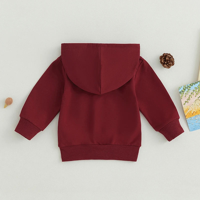 Toddler Zipper Jacket Solid Color Hoodie for Infant Baby