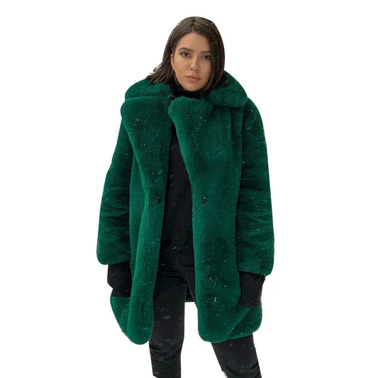 Women's Mid Long Faux Fur Coat