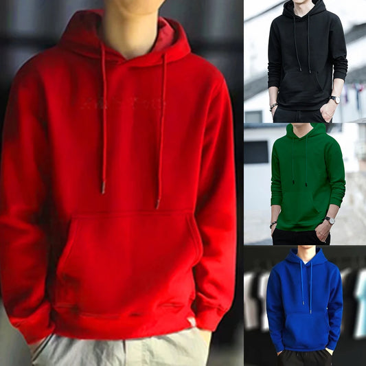 Mens Autumn Fashion Solid Color Sweatshirt Hoodie