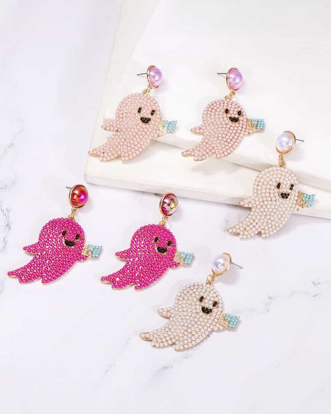Ghost Shape Synthetic Pearl Dangle Earrings