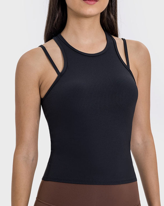 Millennia Cutout Round Neck Racerback Active Tank