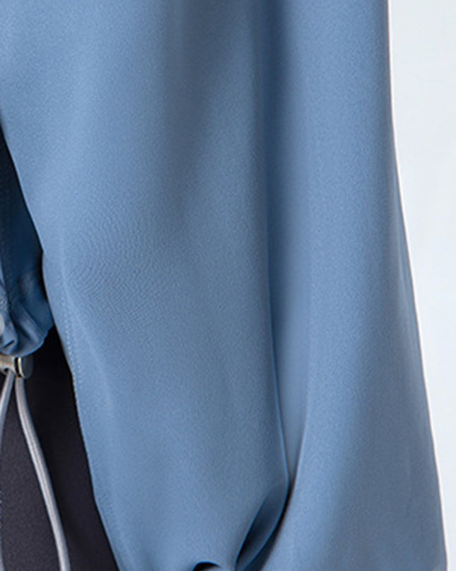 Drawstring Zip Up Dropped Shoulder Active Outerwear