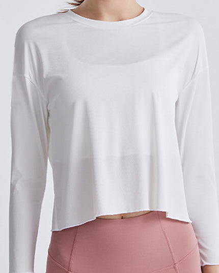 Round Neck Dropped Shoulder Active T-Shirt
