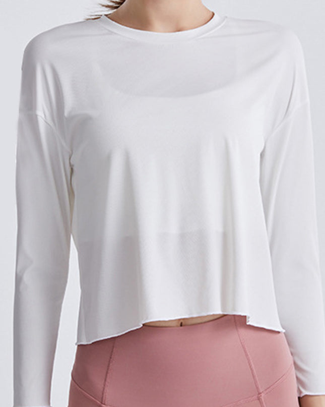 Round Neck Dropped Shoulder Active T-Shirt