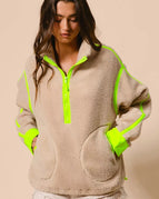 OATMEAL/NEON GREEN / S