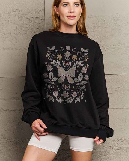 Simply Love Simply Love Full Size Flower and Butterfly Graphic Sweatshirt