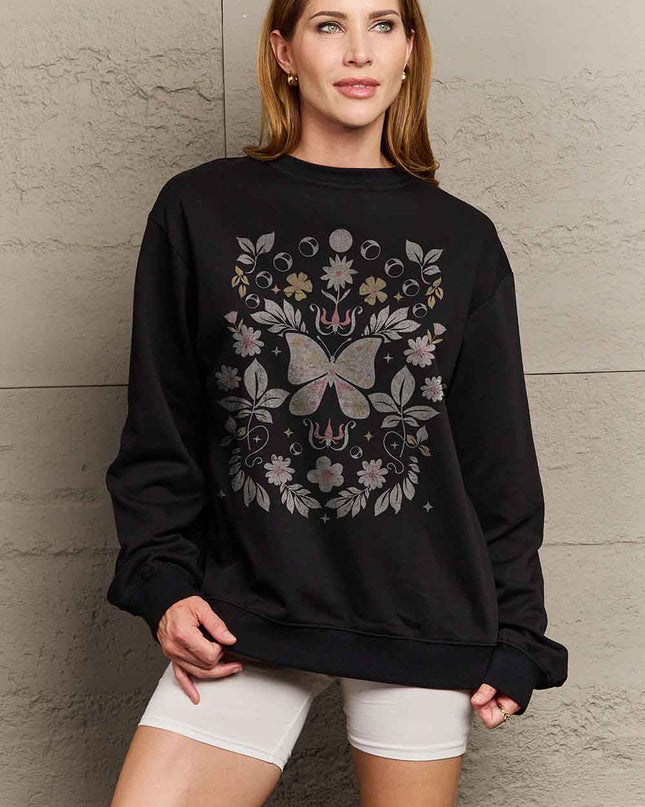 Simply Love Simply Love Full Size Flower and Butterfly Graphic Sweatshirt