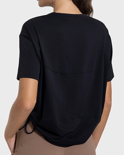 Millennia Drawstring Round Neck Short Sleeve Active T-Shirt