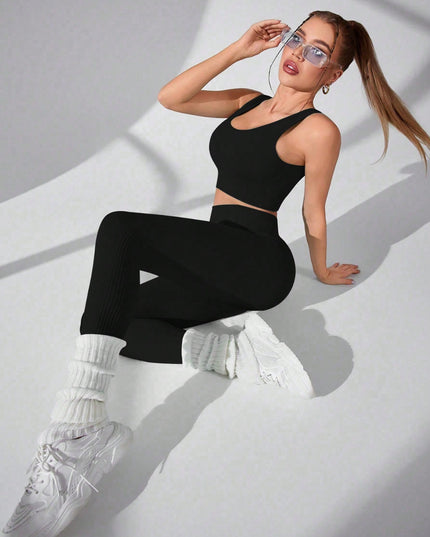 Scoop Neck Wide Strap Top and Pants Active Set