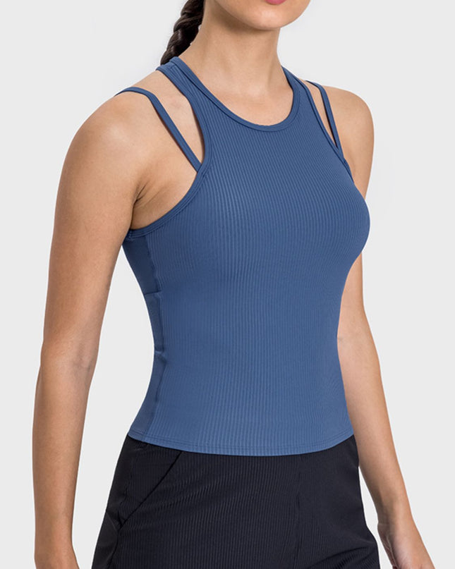 Millennia Cutout Round Neck Racerback Active Tank