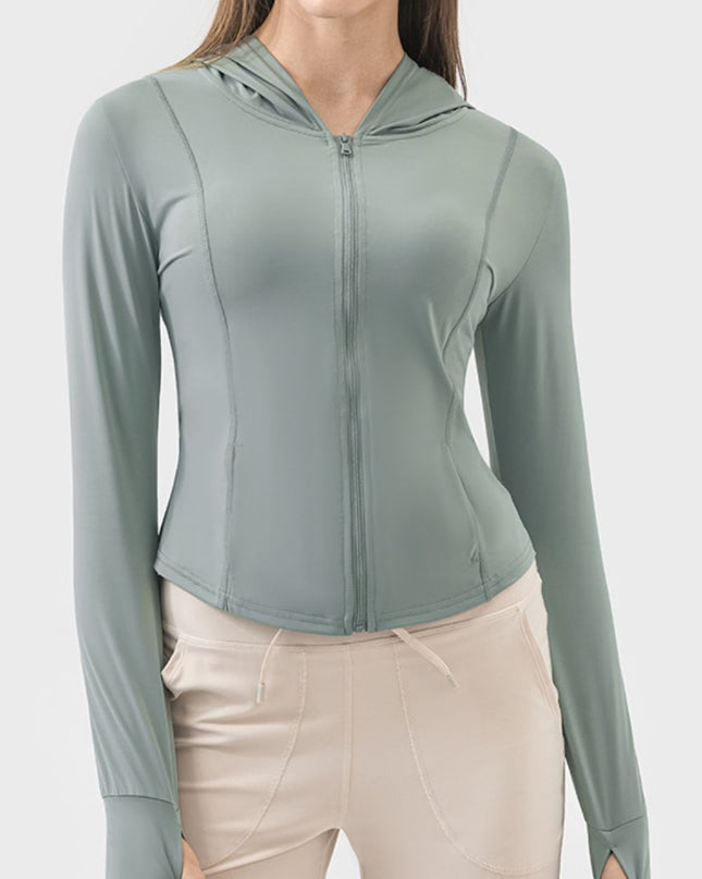 Millennia Pocketed Zip Up Hooded Long Sleeve Active Outerwear