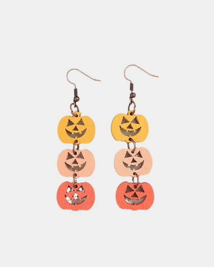 Wooden Contrast Pumpkin Earrings