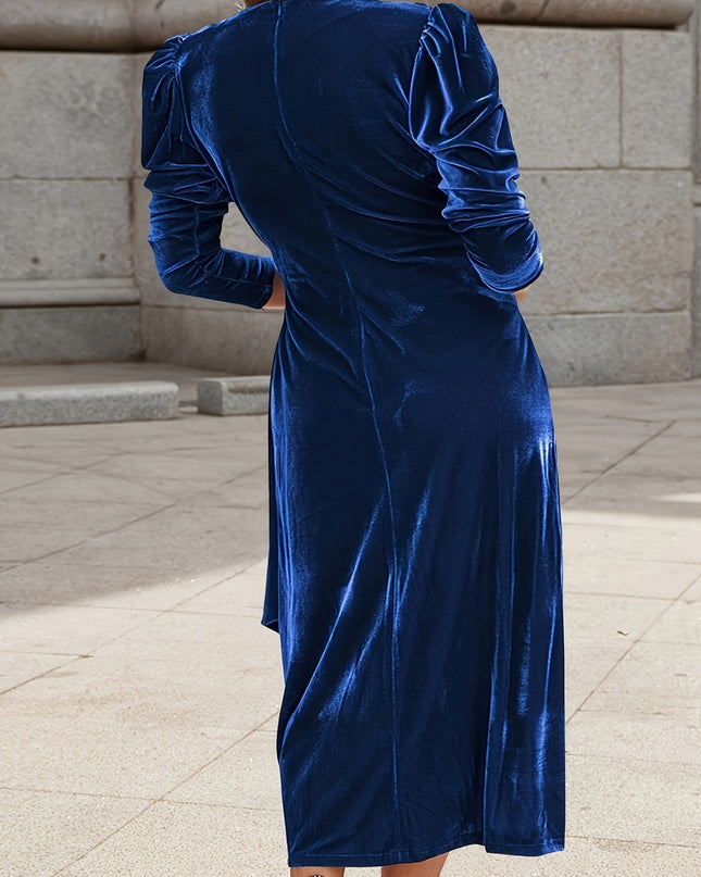 Tied Surplice Long Sleeve Midi Dress