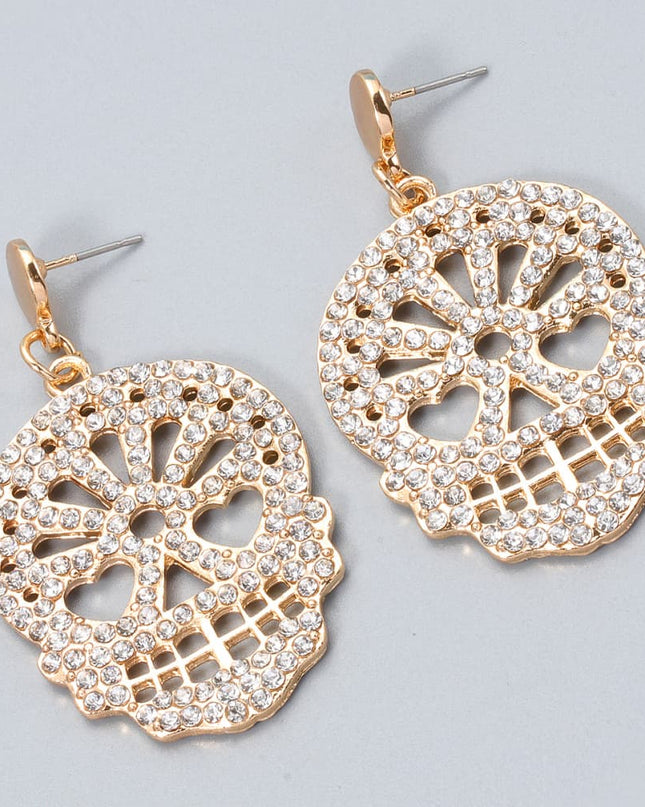 Skull Rhinestone Alloy Earrings