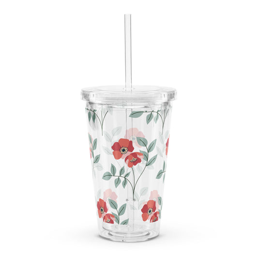 Floral Clear Plastic Tumbler