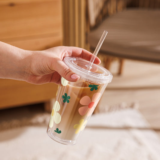 Floral Clear Plastic Tumbler 2