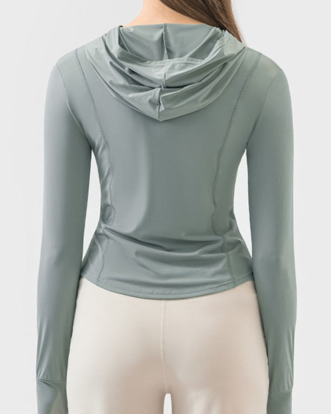 Millennia Pocketed Zip Up Hooded Long Sleeve Active Outerwear