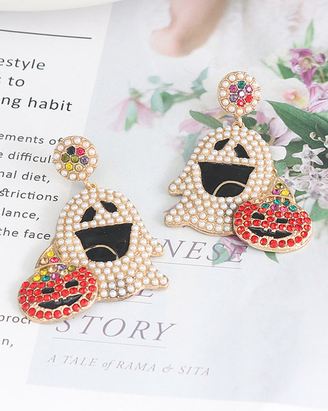 Ghost Rhinestone Alloy Earrings