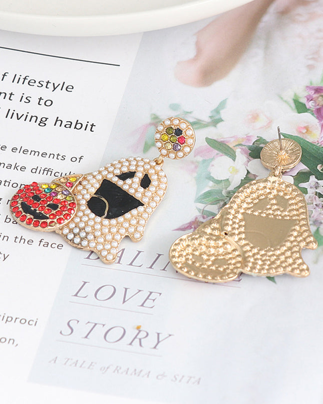 Ghost Rhinestone Alloy Earrings