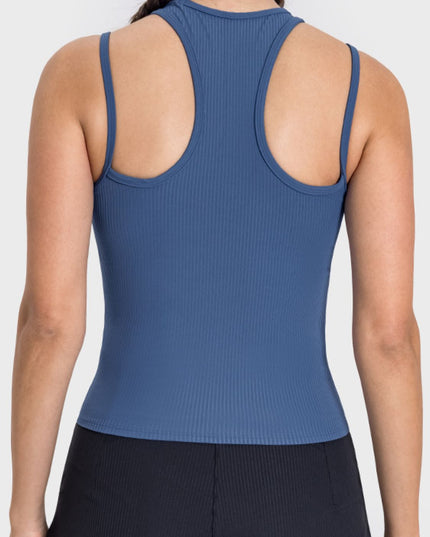 Millennia Cutout Round Neck Racerback Active Tank