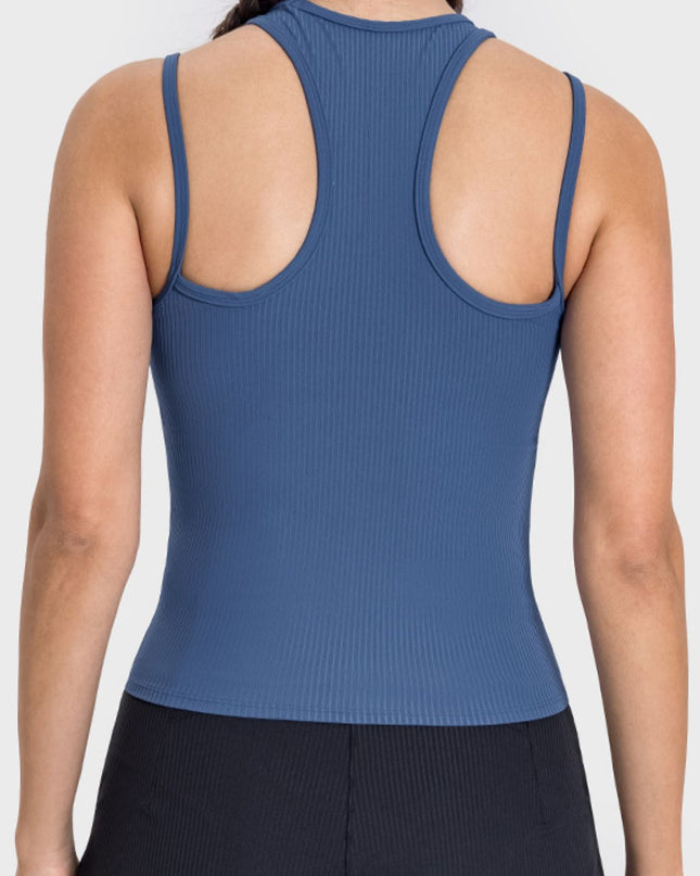 Millennia Cutout Round Neck Racerback Active Tank