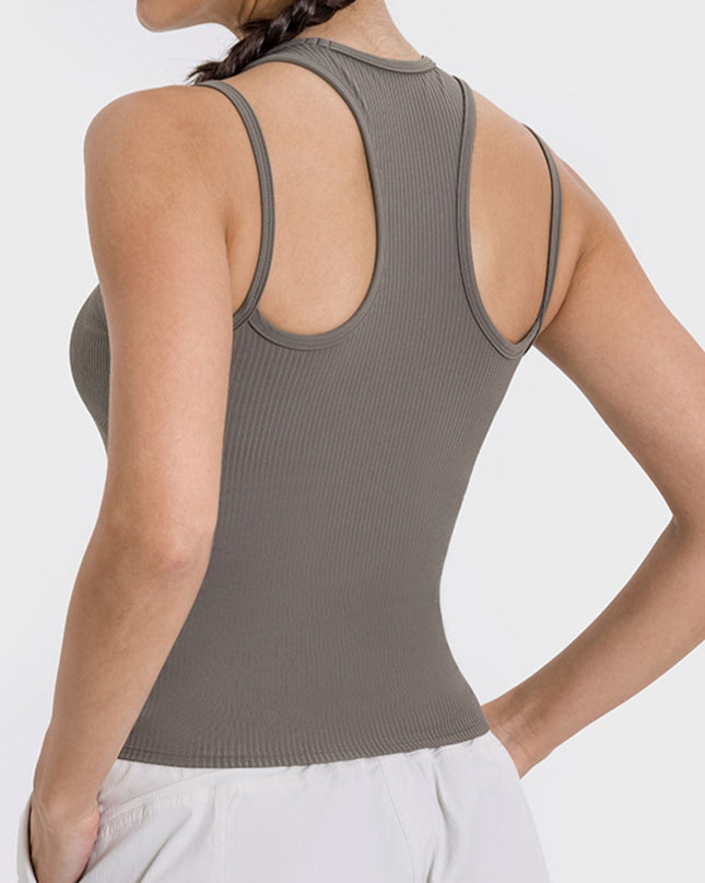 Millennia Cutout Round Neck Racerback Active Tank