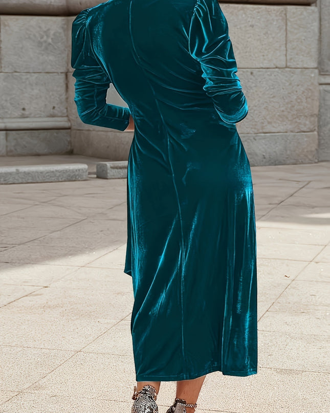 Tied Surplice Long Sleeve Midi Dress