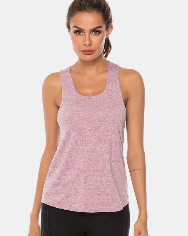 Full Size Scoop Neck Wide Strap Active Tank
