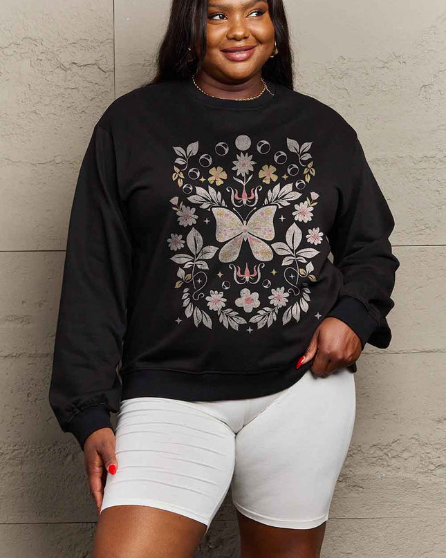 Simply Love Simply Love Full Size Flower and Butterfly Graphic Sweatshirt