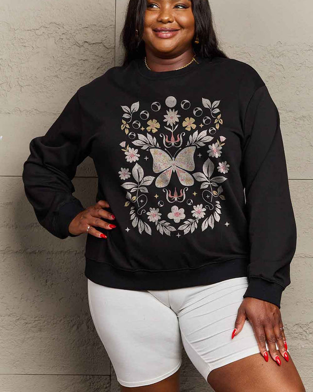 Simply Love Simply Love Full Size Flower and Butterfly Graphic Sweatshirt