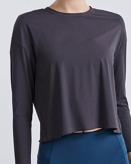 Round Neck Dropped Shoulder Active T-Shirt