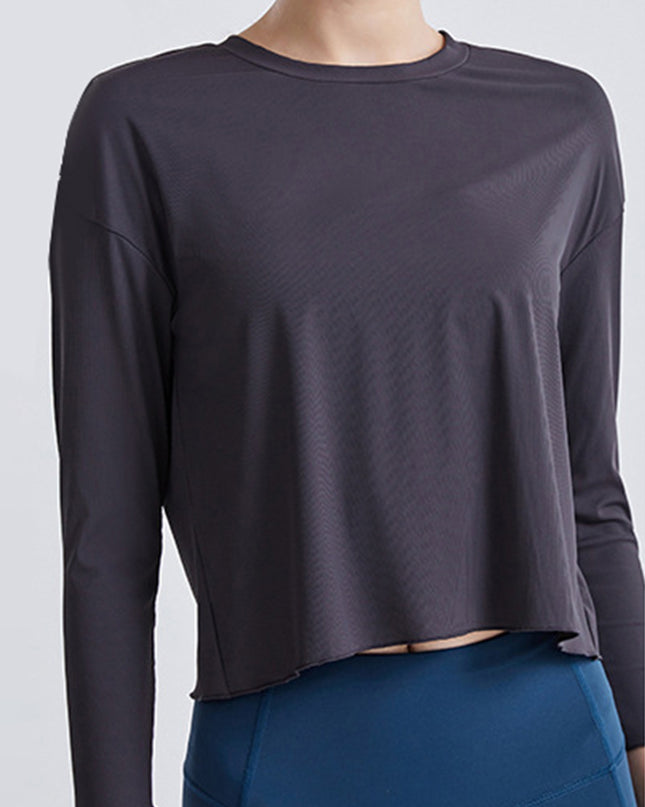 Round Neck Dropped Shoulder Active T-Shirt