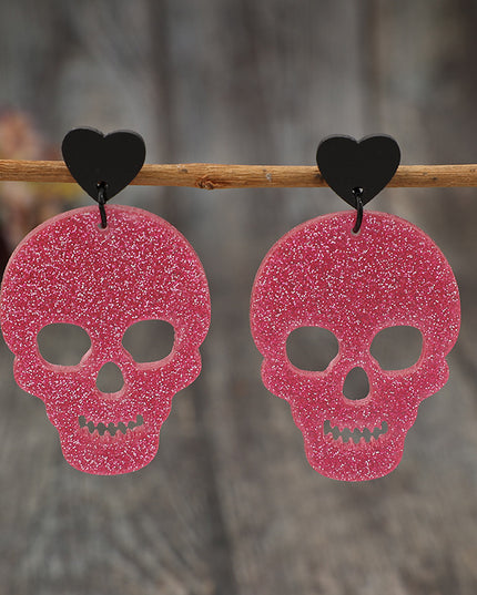 Acrylic Skeleton & Heart Earrings
